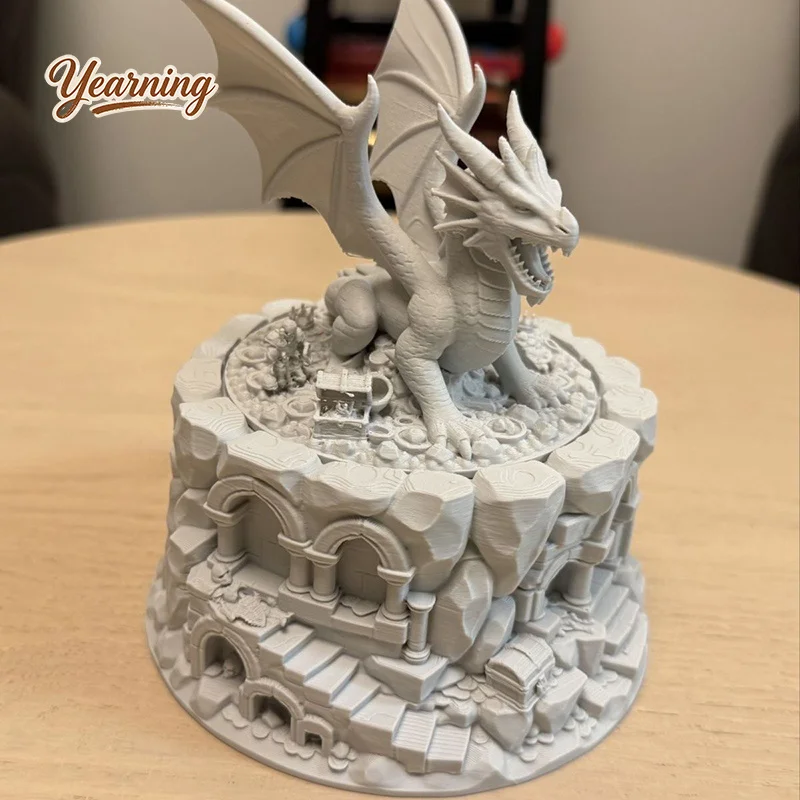 3D Printed Dragon Guarding Treasure Money Bank Creative Storage Box Ornament
3D Printed Dragon Guarding Treasure Money Bank Creative Storage Box Ornament