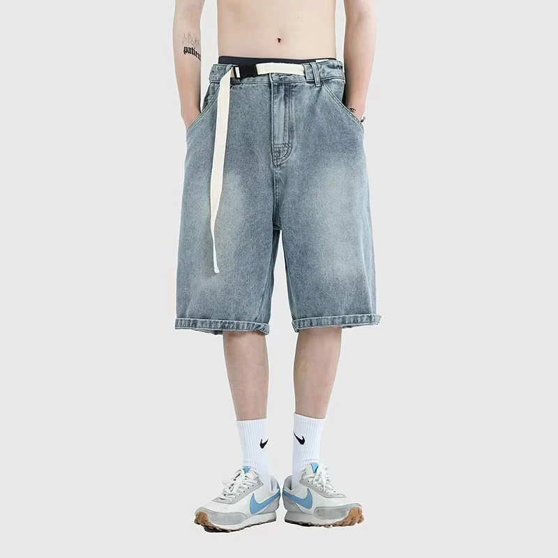 Summer Light Blue Waist Belt Jeans orts Casual Loose Straight Five-Point Pants Hip Hop Trendy Brand Youth Casual Jeans orts
Summer Light Blue Waist Belt Jeans orts Casual Loose Straight Five-Point Pants Hip Hop Trendy Brand Youth Casual Jeans orts