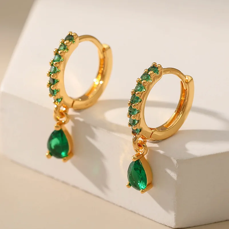 Light Luxury 18K Gold Plated Earrings Exquisite Green Zircon Water Drop Pendant Women Hoop Earrings Prom Party Jewelry Gifts
Light Luxury 18K Gold Plated Earrings Exquisite Green Zircon Water Drop Pendant Women Hoop Earrings Prom Party Jewelry Gifts