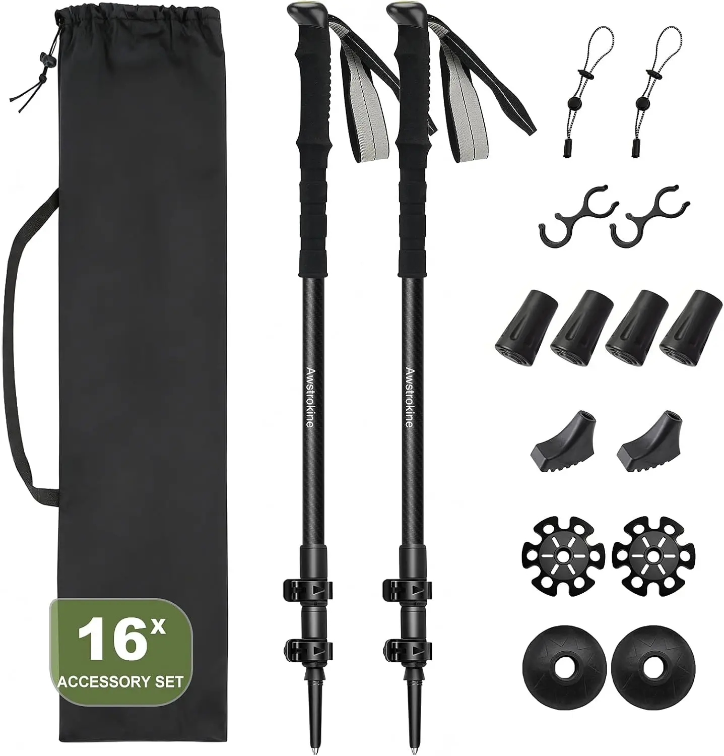 Ultra Light Carbon Fiber Hiking Poles 6.07oz Trekking Sticks with EVA Grips & Quick Locks Set of 2
Ultra Light Carbon Fiber Hiking Poles 6.07oz Trekking Sticks with EVA Grips & Quick Locks Set of 2