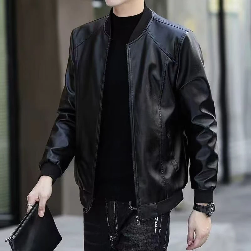 Men's Warm Fleece Lined Leather Jacket Korean Slim Fit Autumn Winter Flight Motorcycle Coat Casual Outerwear
Men's Warm Fleece Lined Leather Jacket Korean Slim Fit Autumn Winter Flight Motorcycle Coat Casual Outerwear
