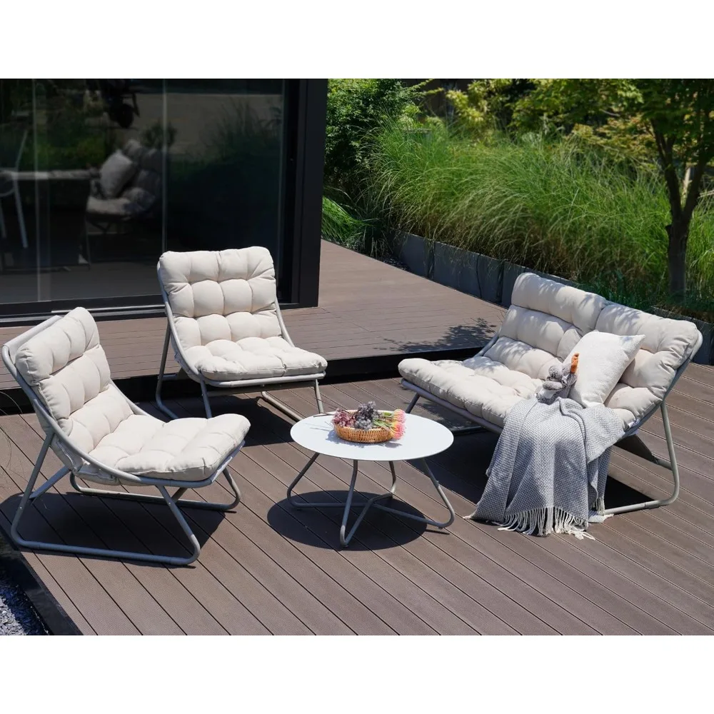 Outdoor Sofa Set, Comfy E-Coated Outdoor Furniture Set for 4 Person with Thick Olefin Cushions, Samba Patio Conversation Set wi
Outdoor Sofa Set, Comfy E-Coated Outdoor Furniture Set for 4 Person with Thick Olefin Cushions, Samba Patio Conversation Set wi