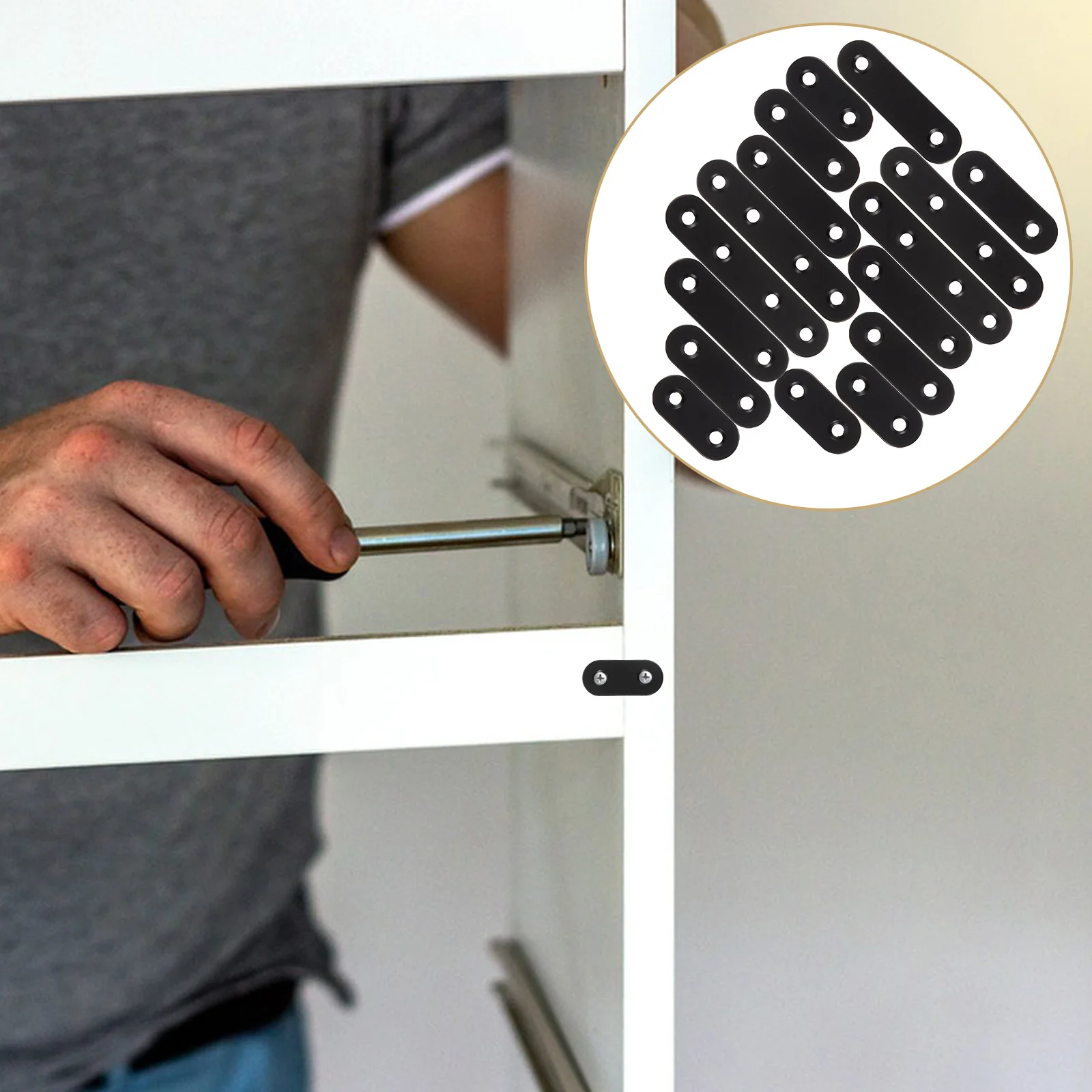 24 Pcs Flat Metal Brackets Repair Plates 37x16x2mm 47x16x2mm 57x16x2mm 77x16x2mm Black Bracket for Wood Hardware
24 Pcs Flat Metal Brackets Repair Plates 37x16x2mm 47x16x2mm 57x16x2mm 77x16x2mm Black Bracket for Wood Hardware