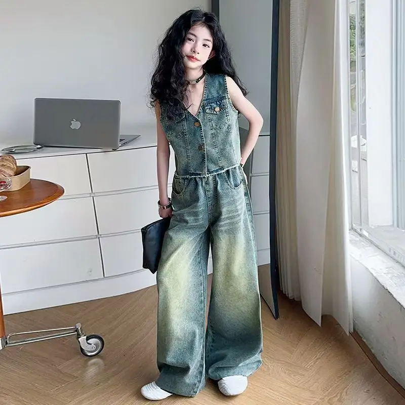 Autumn Fashion Child Streetwear Jeans Set for Girls Casual Denim 2 Pieces Suit Outfits Kids Trendy Hip Hop Street Clothing Set
Autumn Fashion Child Streetwear Jeans Set for Girls Casual Denim 2 Pieces Suit Outfits Kids Trendy Hip Hop Street Clothing Set