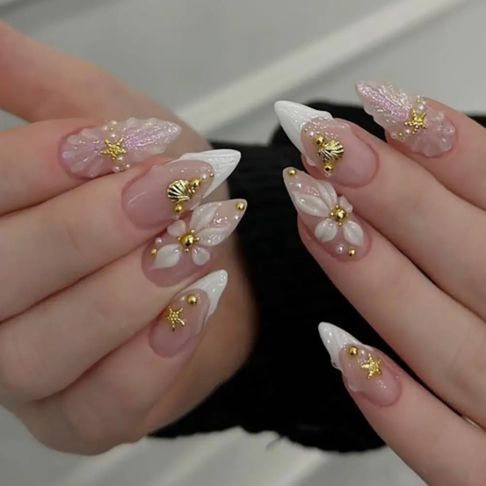 24Pcs 3D Shell Starfish Press on Nails Ocean Theme Long Stick-on Fake Nails Almond French Tip Glue on False Nails for Women
24Pcs 3D Shell Starfish Press on Nails Ocean Theme Long Stick-on Fake Nails Almond French Tip Glue on False Nails for Women