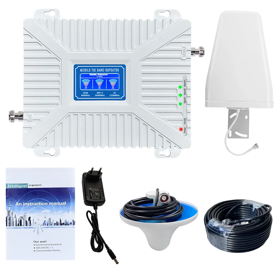 900/2100/2600Mhz 2G3G4G Tri Band Mobile Phone Signal Network Repeater / Booster / Signal Amplifier Indoor Outdoor Coverage
900/2100/2600Mhz 2G3G4G Tri Band Mobile Phone Signal Network Repeater / Booster / Signal Amplifier Indoor Outdoor Coverage