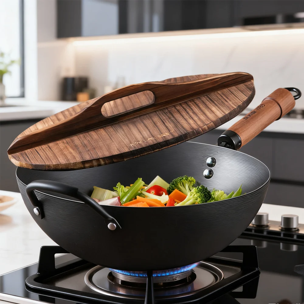 COOKER KING Carbon Steel Woks and Stir Fry Pans with lid Kitchen Cookwar For Electric,Induction and Gas Stoves Flat Bottom Wok
COOKER KING Carbon Steel Woks and Stir Fry Pans with lid Kitchen Cookwar For Electric,Induction and Gas Stoves Flat Bottom Wok