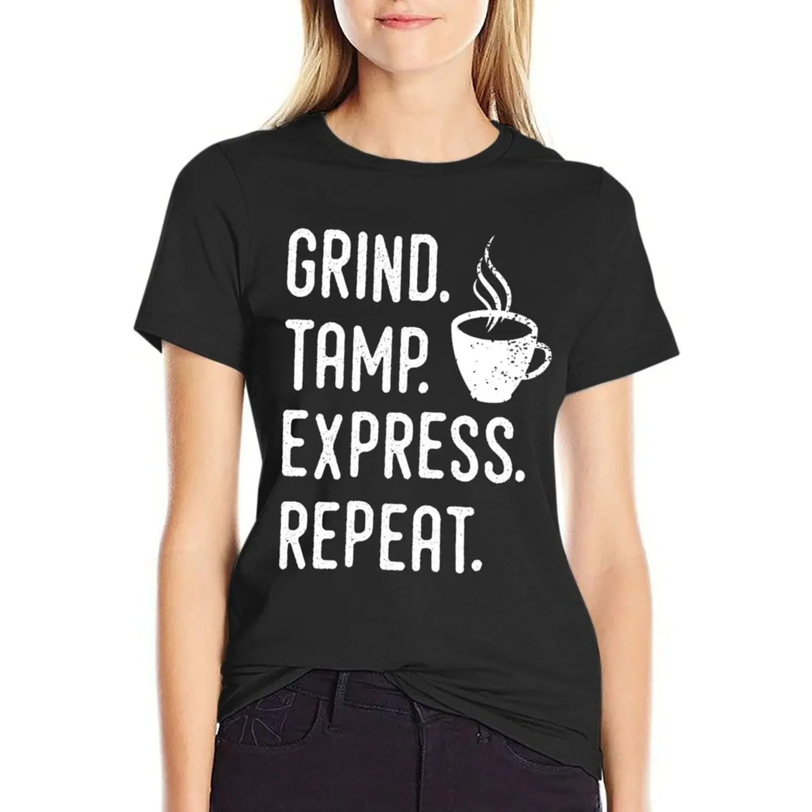Barista Espresso Design - Grind, Tamp, Express, Repeat - White Text T-Shirt blanks Female clothing tees korean Women's clothes
Barista Espresso Design - Grind, Tamp, Express, Repeat - White Text T-Shirt blanks Female clothing tees korean Women's clothes