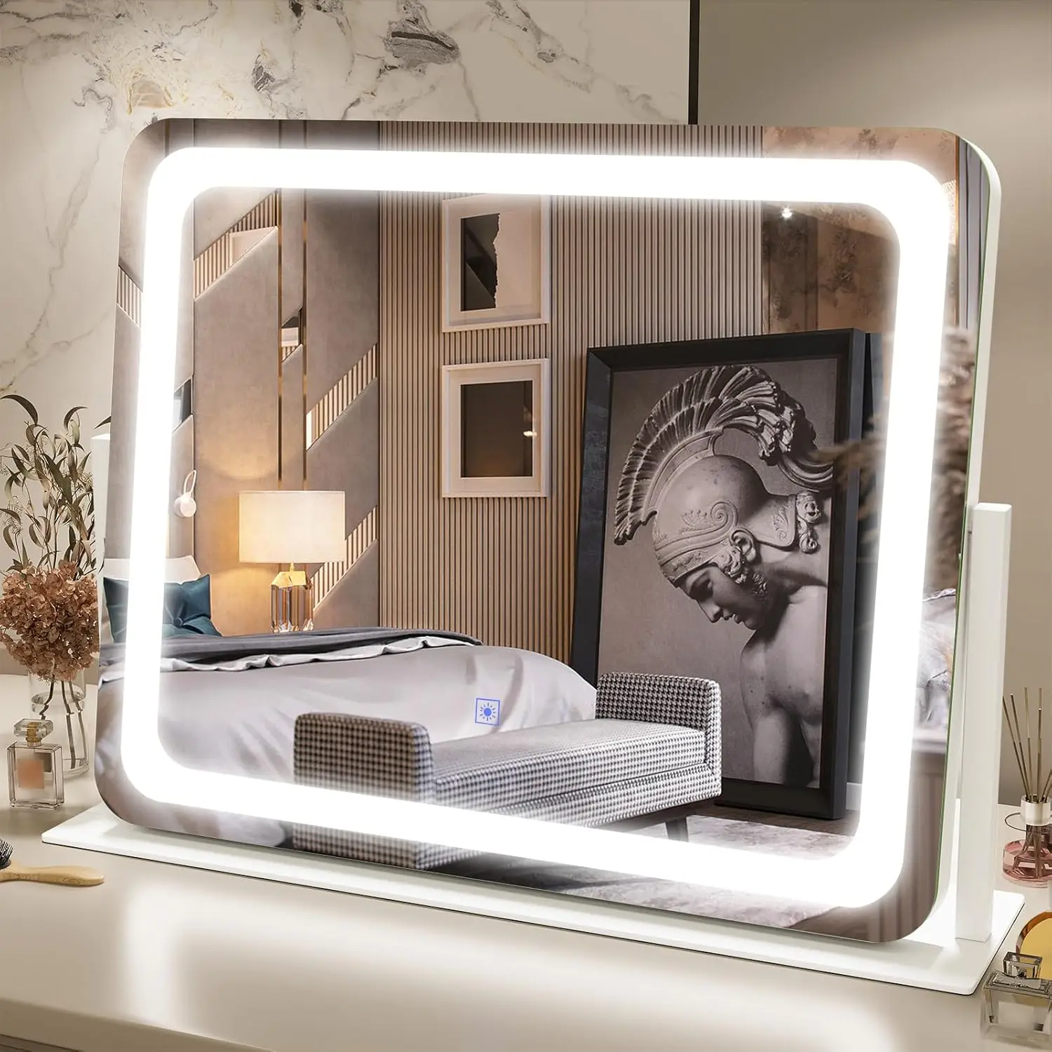 22x17 Inch Lighted Makeup Mirror with Touch Screen, 3 Color Modes and Dimmable Brightness for Vanity Desk
22x17 Inch Lighted Makeup Mirror with Touch Screen, 3 Color Modes and Dimmable Brightness for Vanity Desk