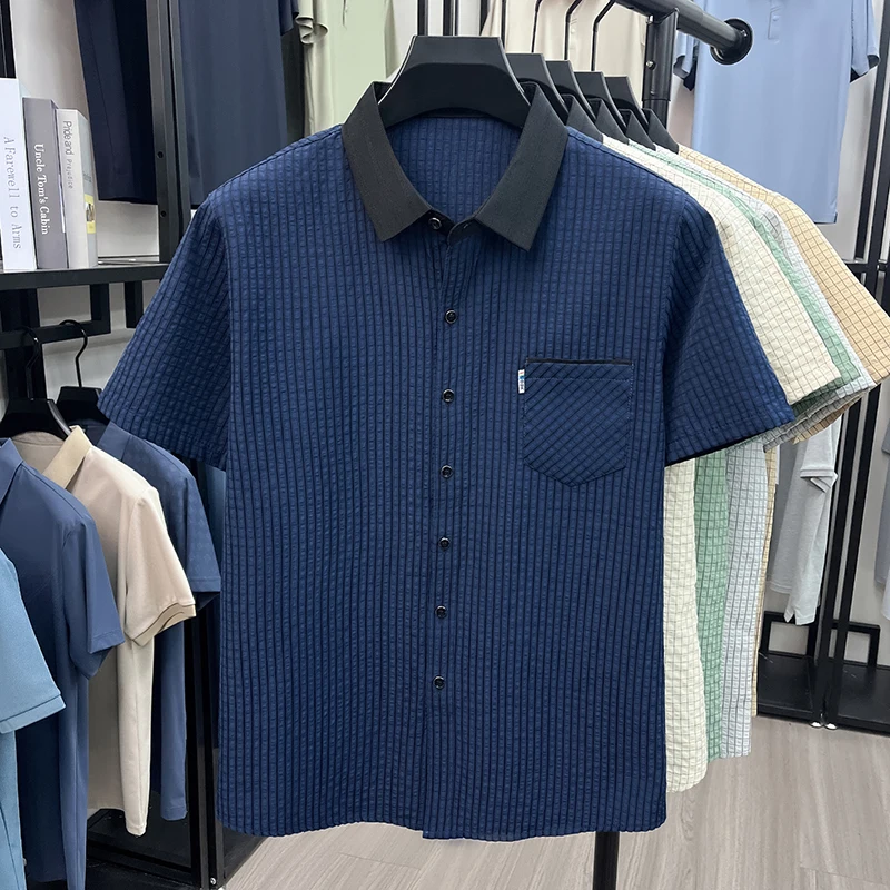 2026 Summer Mulberry Silk Short-sleeved Shirt for Men's Lapel Linen Casual Breathable Versatile Plaid Business Shirt Men's Top
2026 Summer Mulberry Silk Short-sleeved Shirt for Men's Lapel Linen Casual Breathable Versatile Plaid Business Shirt Men's Top