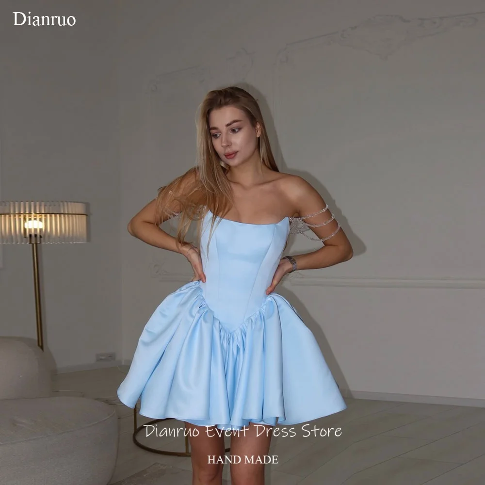 Dianruo Sparkling Crystal Chain Prom Dresses A Line Strapless Above Knee Birthday Dress Fairy Satin Evening Gowns Customized
Dianruo Sparkling Crystal Chain Prom Dresses A Line Strapless Above Knee Birthday Dress Fairy Satin Evening Gowns Customized