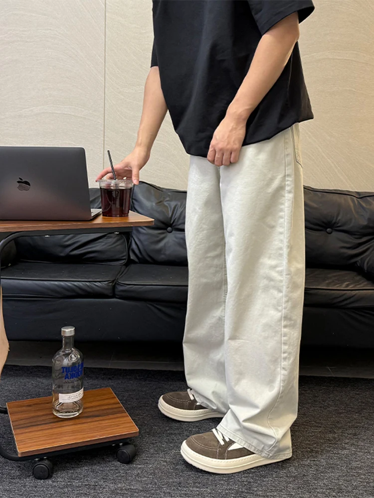 Летние тонкие прямые джинсы унисекс, повседневные свободные винтажные широкие брюки, базовые простые светло-бежевые, модные, брендовые
Летние тонкие прямые джинсы унисекс, повседневные свободные винтажные широкие брюки, базовые простые светло-бежевые, модные, брендовые