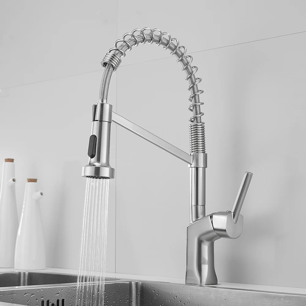 Kitchen Faucet Deck Mounted Single Lever Brushed Nickel Brass Pull Down Two Style Water Out Kitchen Mixer Tap AT9218BN
Kitchen Faucet Deck Mounted Single Lever Brushed Nickel Brass Pull Down Two Style Water Out Kitchen Mixer Tap AT9218BN