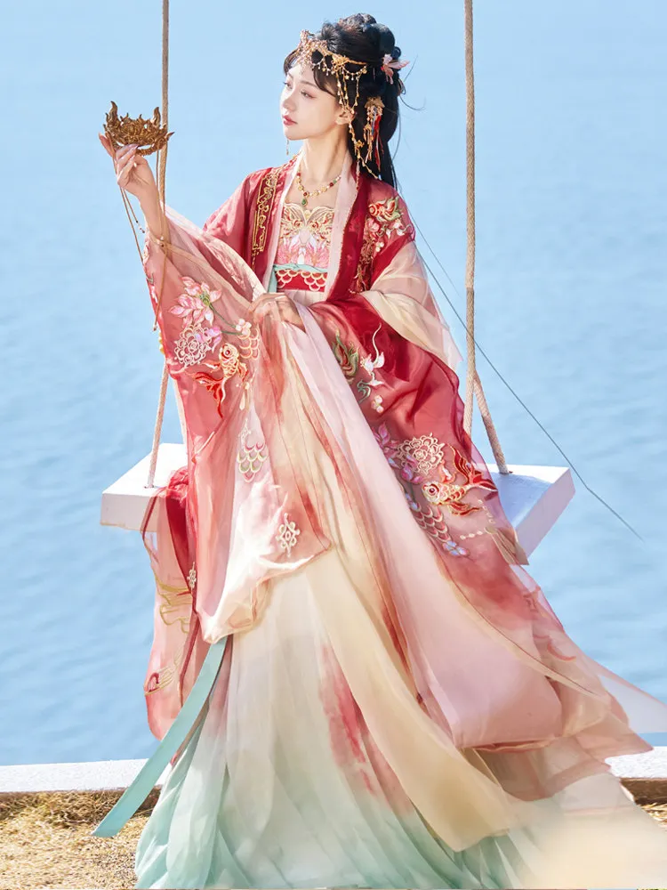 Elegant Red Pink Gradient Hanfu Women's Traditional Chinese Tang Dynasty Hezi Dress with Wide Sleeves for Photoshoot Womens
Elegant Red Pink Gradient Hanfu Women's Traditional Chinese Tang Dynasty Hezi Dress with Wide Sleeves for Photoshoot Womens