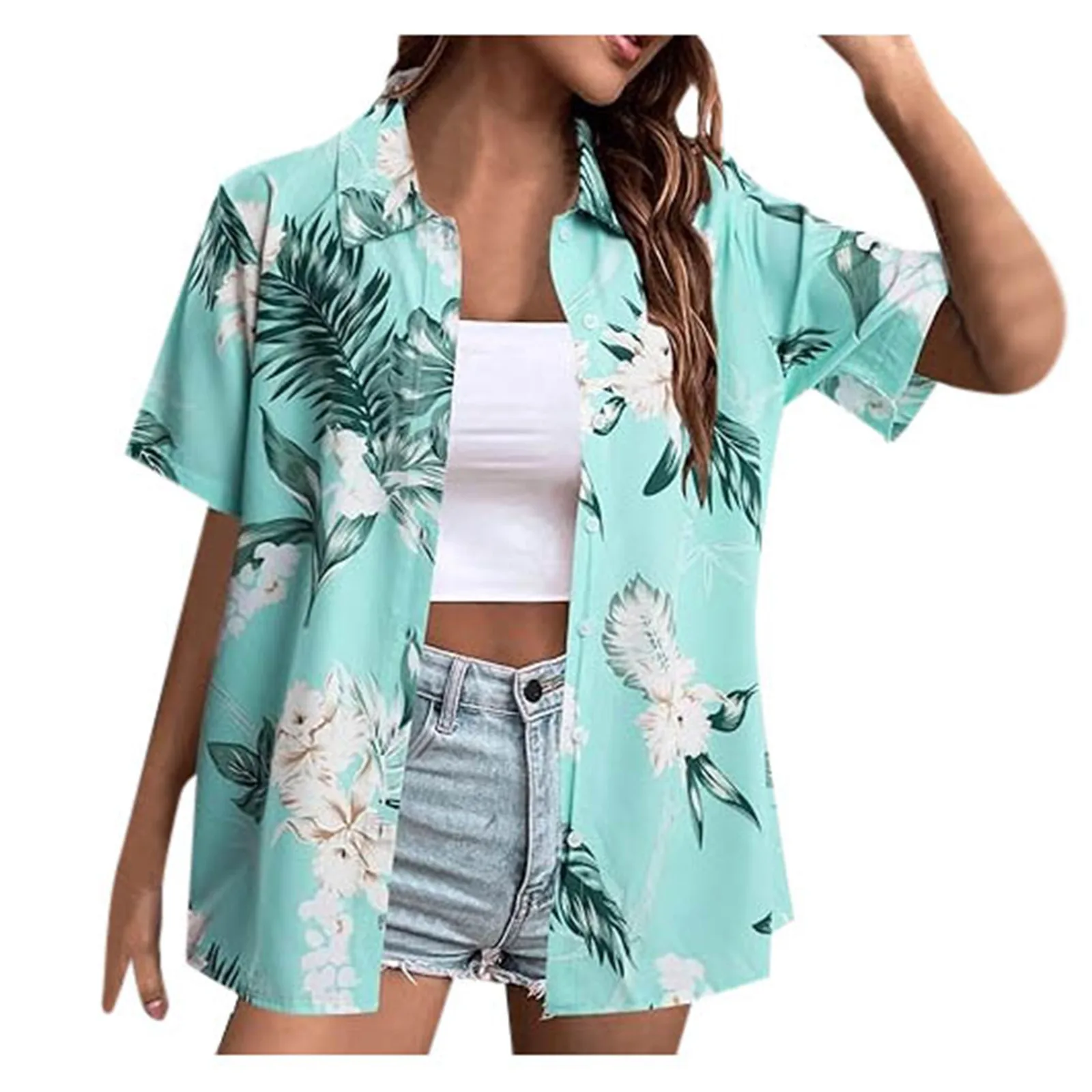 Fashionable Summer Single Breasted Shirts & Blouse Women's Basic Tops Short Sleeve Shirt Beach Hawaiian Shirts Summer Vacation
Fashionable Summer Single Breasted Shirts & Blouse Women's Basic Tops Short Sleeve Shirt Beach Hawaiian Shirts Summer Vacation