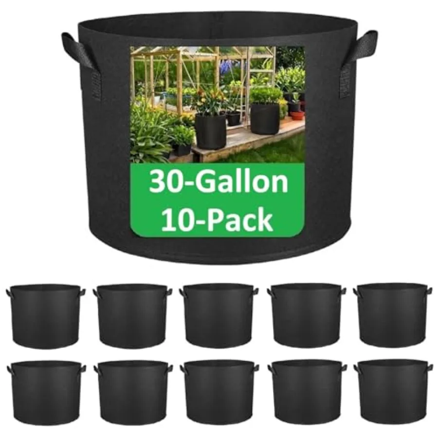 Grow Bags 10 Pack Thickened Aeration Fabric Growing Pots Planters with Handles for Planting Vegetables Plants Black
Grow Bags 10 Pack Thickened Aeration Fabric Growing Pots Planters with Handles for Planting Vegetables Plants Black