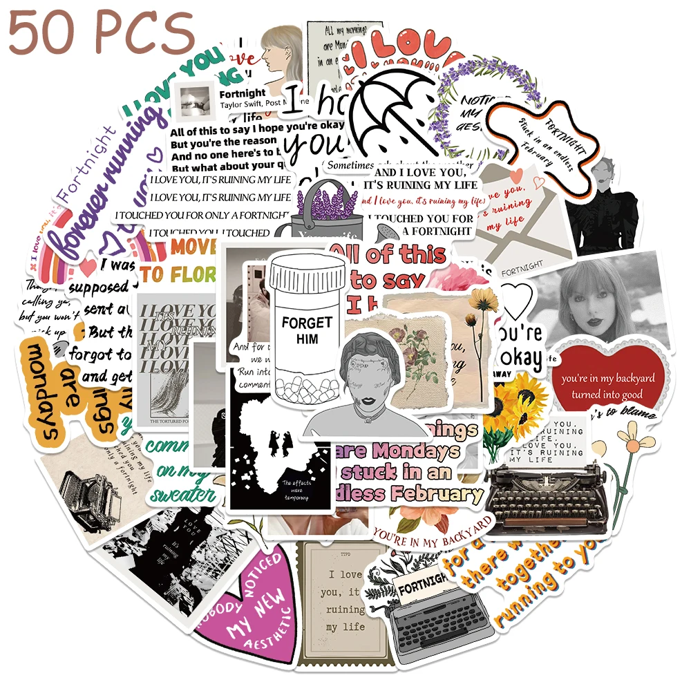 50pcs Taylor Swift Fortnights Stickers Hot Singer Superstar Decals For Laptop Skateboard Suitcase Guitar Aesthetic Stickers
50pcs Taylor Swift Fortnights Stickers Hot Singer Superstar Decals For Laptop Skateboard Suitcase Guitar Aesthetic Stickers