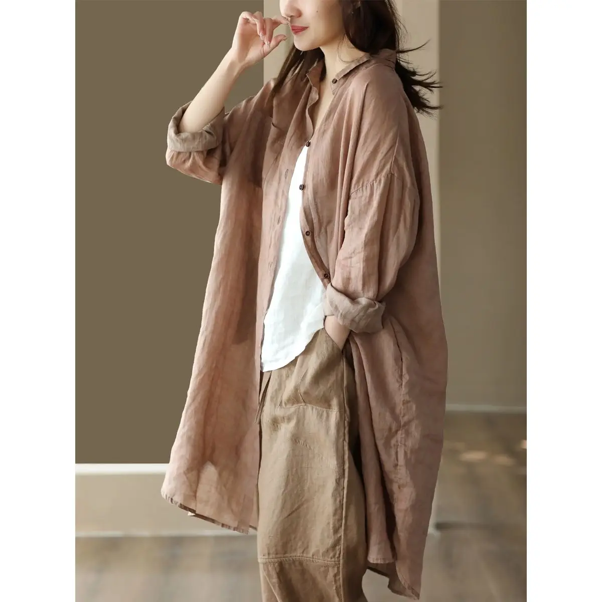 Хлопково-льняной свободный крой в стиле ретро, женский длинный кардиган средней длины с рисунком све, верхняя одежда, свободные брюки
Хлопково-льняной свободный крой в стиле ретро, женский длинный кардиган средней длины с рисунком све, верхняя одежда, свободные брюки