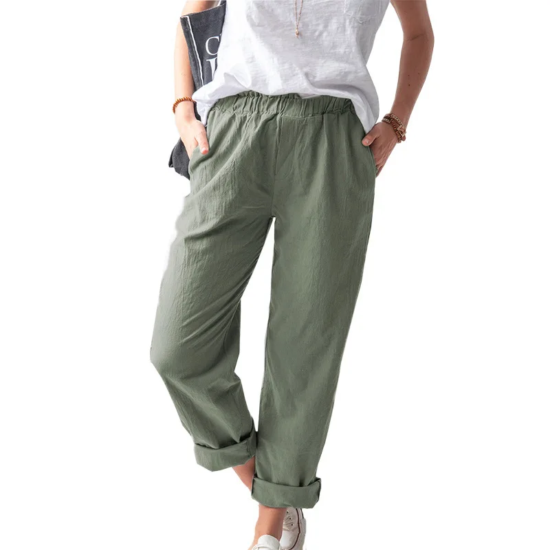 New 2026 Women's Cotton Linen Pants High Waist Straight Leg Casual Elastic Pure Color Long Trousers Comfortable Fit Casual Pants
New 2026 Women's Cotton Linen Pants High Waist Straight Leg Casual Elastic Pure Color Long Trousers Comfortable Fit Casual Pants