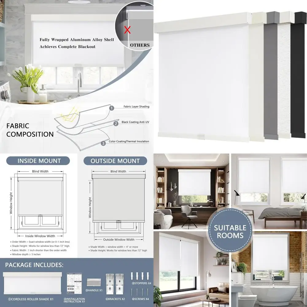 Беспроводные затемняющие тканые шторы, свободный стоп с балдахином, изолированная ткань, защита от ультрафиолета, 36x72 белый для дома и офиса
Беспроводные затемняющие тканые шторы, свободный стоп с балдахином, изолированная ткань, защита от ультрафиолета, 36x72 белый для дома и офиса