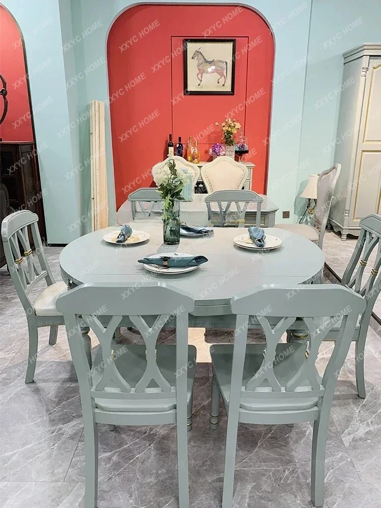 A American Light Luxury Solid Wood Dining Table Retractable Dining Table and Chair Combination
A American Light Luxury Solid Wood Dining Table Retractable Dining Table and Chair Combination