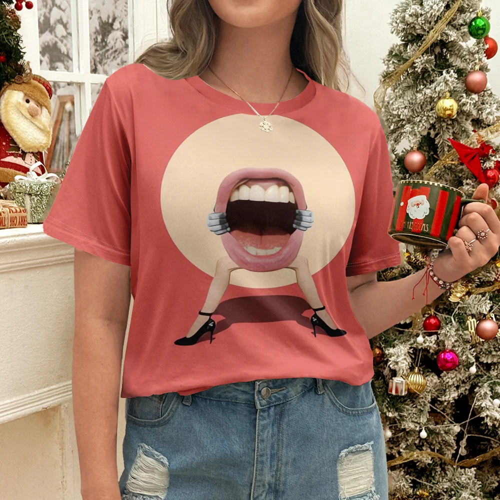 Fun Cartoon Mouth Design Women's Casual T-shirt Street Style Summer Round Neck Short Sleeve Fashion Oversized Y2K Streetwear
Fun Cartoon Mouth Design Women's Casual T-shirt Street Style Summer Round Neck Short Sleeve Fashion Oversized Y2K Streetwear