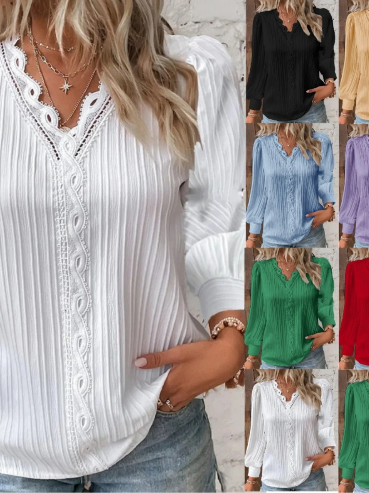 Sli Long Sve Women's irt Lace Vne Casual Slim Fit Lantern Sve Pure Color Fre Sle Faionable Ladies' S...
Sli Long Sve Women's irt Lace Vne Casual Slim Fit Lantern Sve Pure Color Fre Sle Faionable Ladies' S...