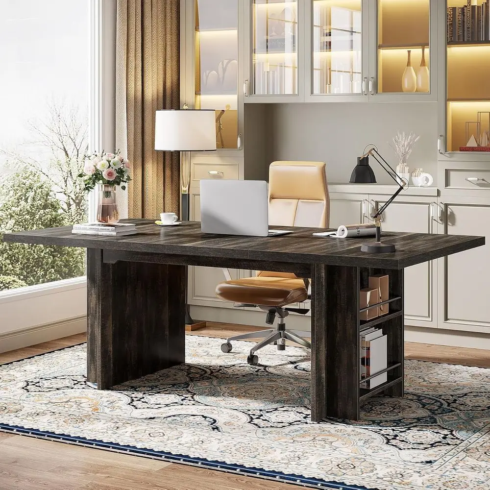 Large 62.99 Black Office Desk with Storage for Executive, Study, and Writing Needs
Large 62.99 Black Office Desk with Storage for Executive, Study, and Writing Needs