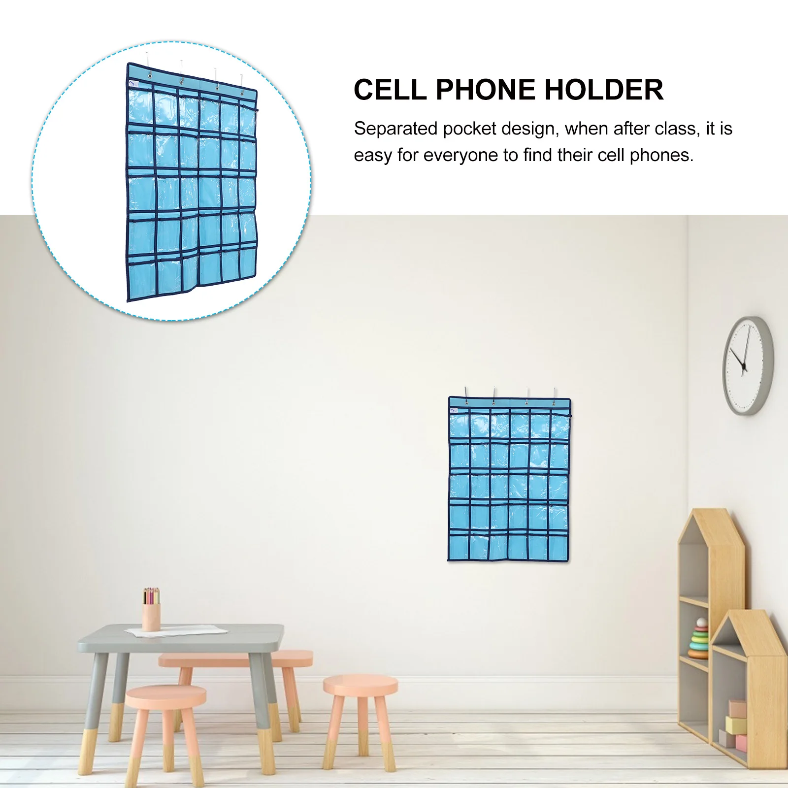 Mobile Phone Storage Bag Cell Holder Classroom Organizer Wall with Pocket Telephone Calculator Iron 
Mobile Phone Storage Bag Cell Holder Classroom Organizer Wall with Pocket Telephone Calculator Iron
