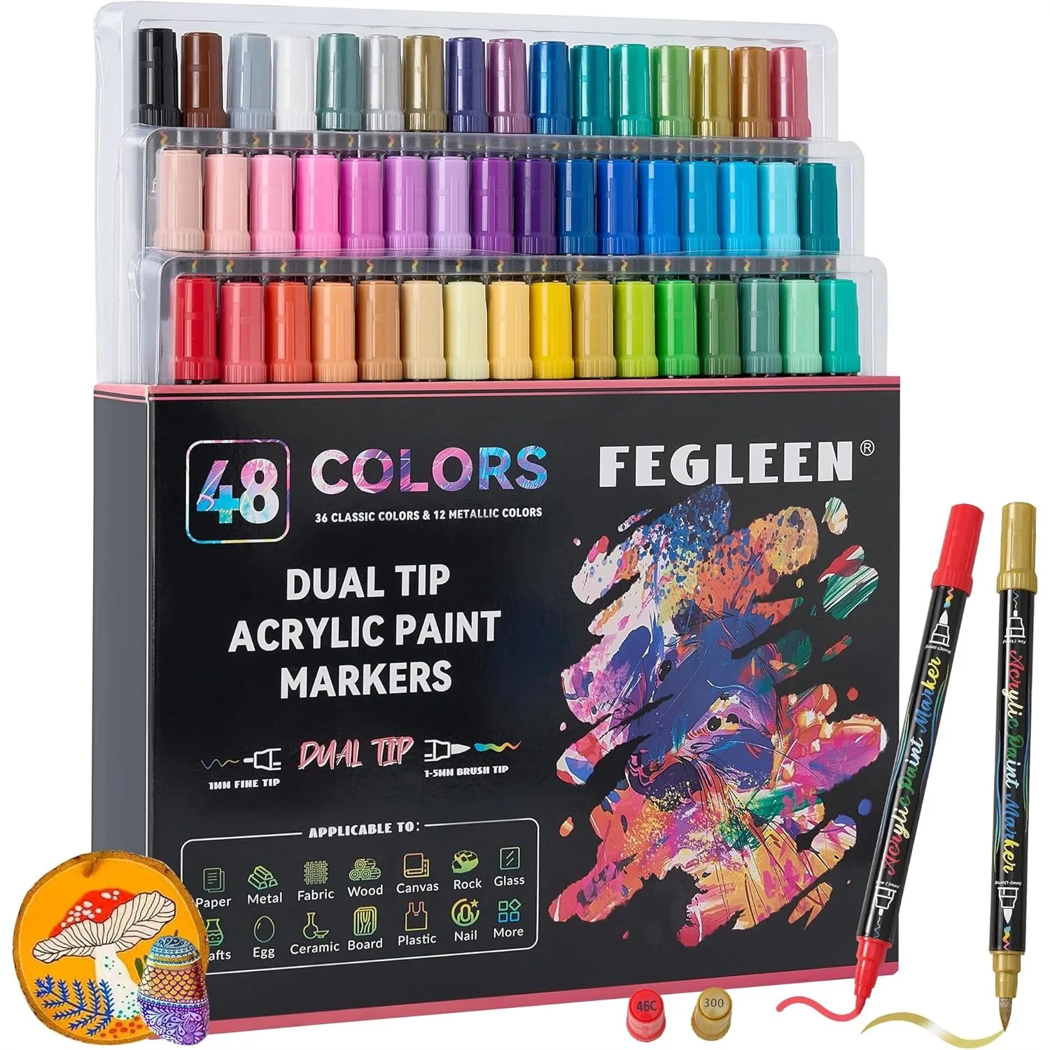 48 Colors Acrylic Paint Markers With Fine Tip And Brush Tip For Rock Painting Egg Wood Glass Canvas Fabric Ceramic Crafts Art Supplies
48 Colors Acrylic Paint Markers With Fine Tip And Brush Tip For Rock Painting Egg Wood Glass Canvas Fabric Ceramic Crafts Art Supplies