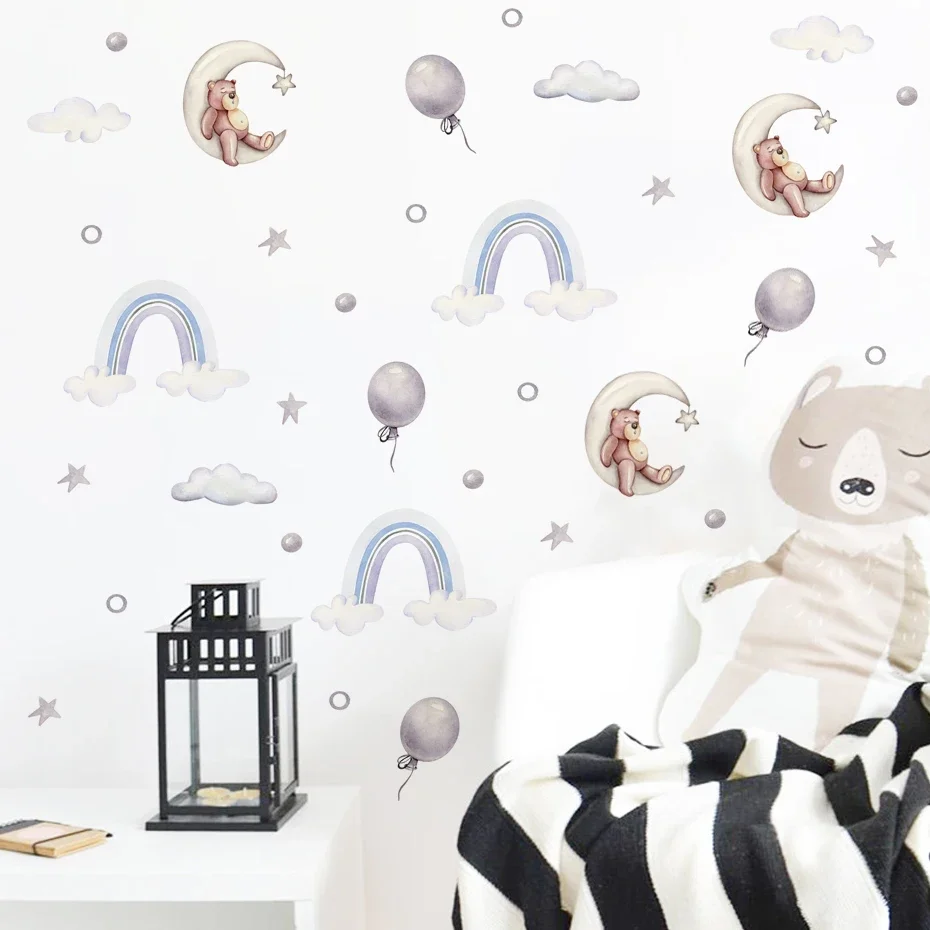 Cartoon Cute Sleeping Bear Rainbow Clouds Star Watercolor Nursery Stickers Wall Decals Print Kids Boys Room Interior Home Decor
Cartoon Cute Sleeping Bear Rainbow Clouds Star Watercolor Nursery Stickers Wall Decals Print Kids Boys Room Interior Home Decor
