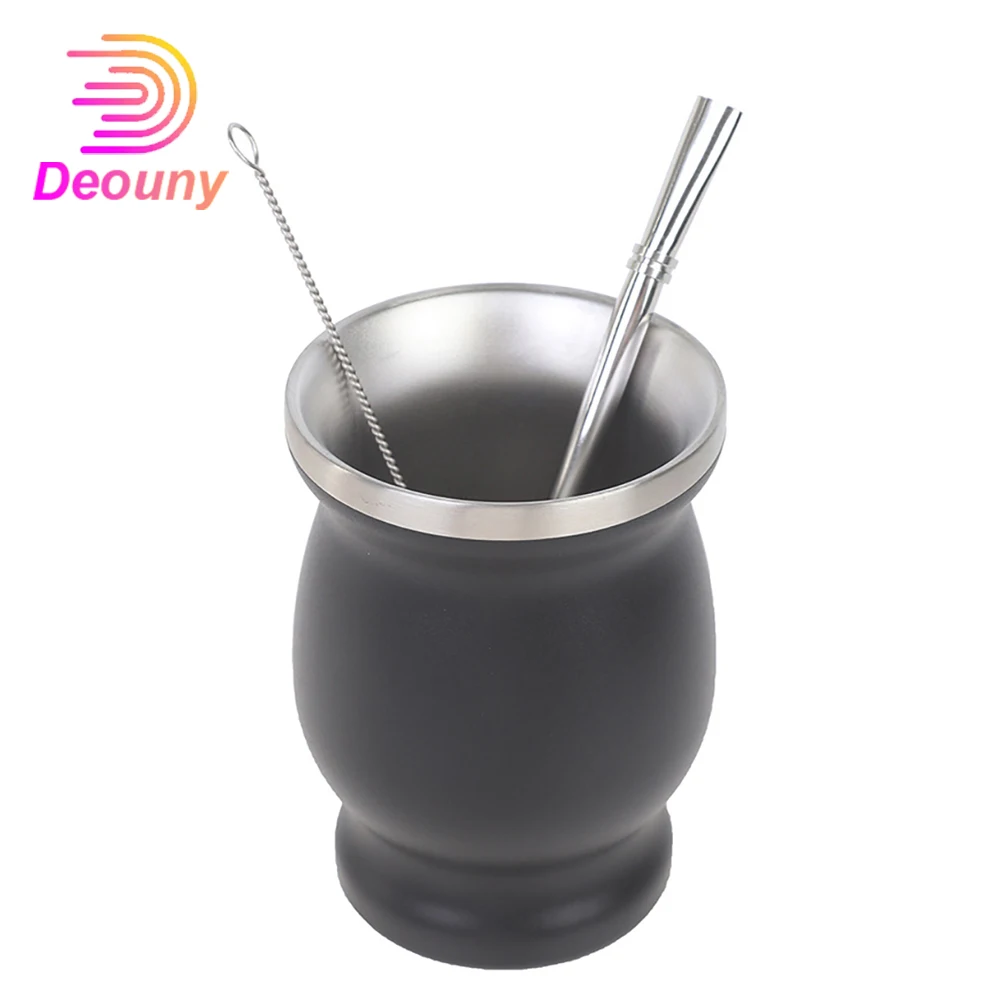 8OZ Yerba Mate Natural Gourd Tea Cup Set 304 Stainless Steel Double Wall Traditional Mate Cup with Bombilla and Cleaning Brush
8OZ Yerba Mate Natural Gourd Tea Cup Set 304 Stainless Steel Double Wall Traditional Mate Cup with Bombilla and Cleaning Brush