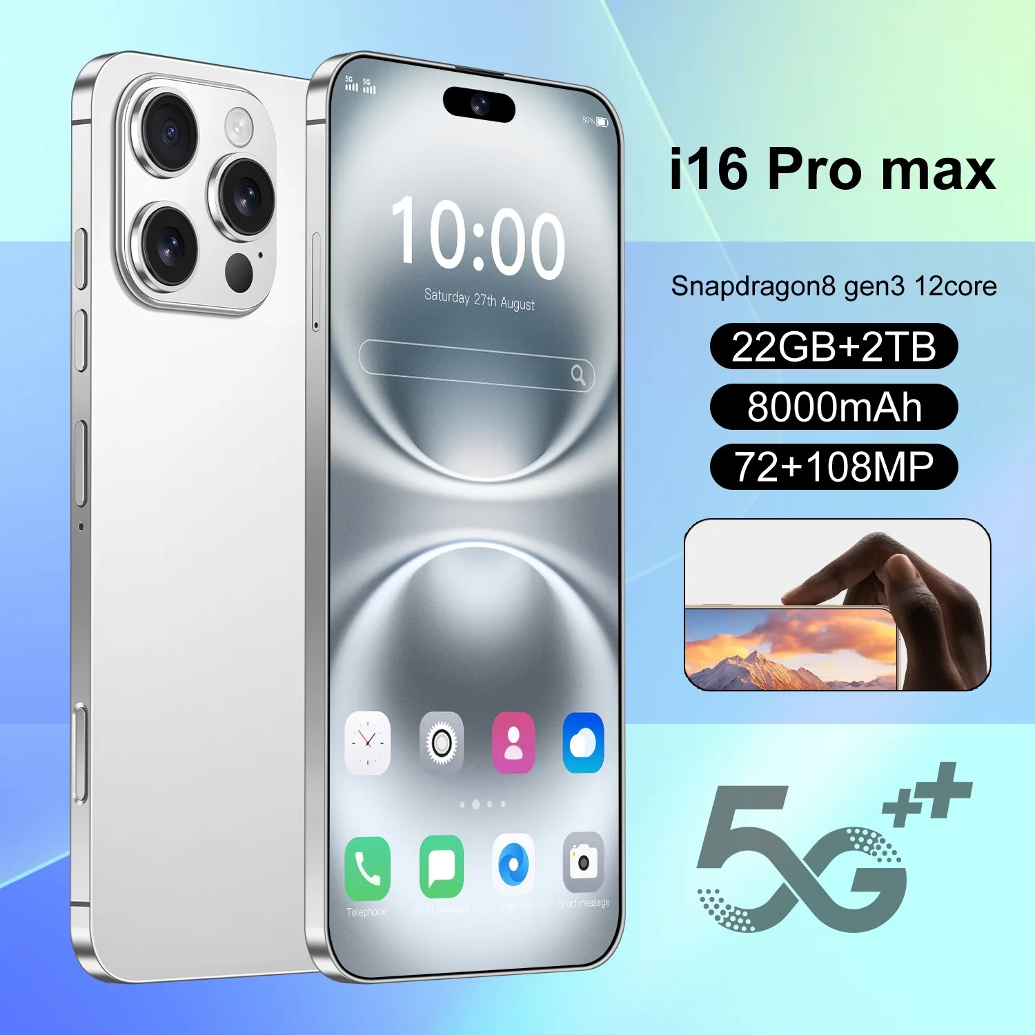 2025 HOT NEW I16 Pro Max 22GB 2TB 7.3inch HD Global Edition Original Smart Dual Card 8000mAh Battery Facial Recognition Function
2025 HOT NEW I16 Pro Max 22GB 2TB 7.3inch HD Global Edition Original Smart Dual Card 8000mAh Battery Facial Recognition Function