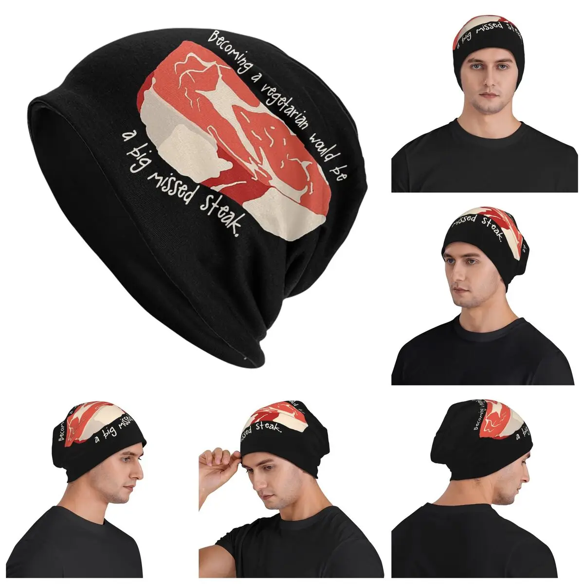 Funny Steak, Vegetarian Pun Warm Knitted Cap Hip Hop Bonnet Hat Autumn Winter Outdoor Beanies Hats for Unisex Adult
Funny Steak, Vegetarian Pun Warm Knitted Cap Hip Hop Bonnet Hat Autumn Winter Outdoor Beanies Hats for Unisex Adult