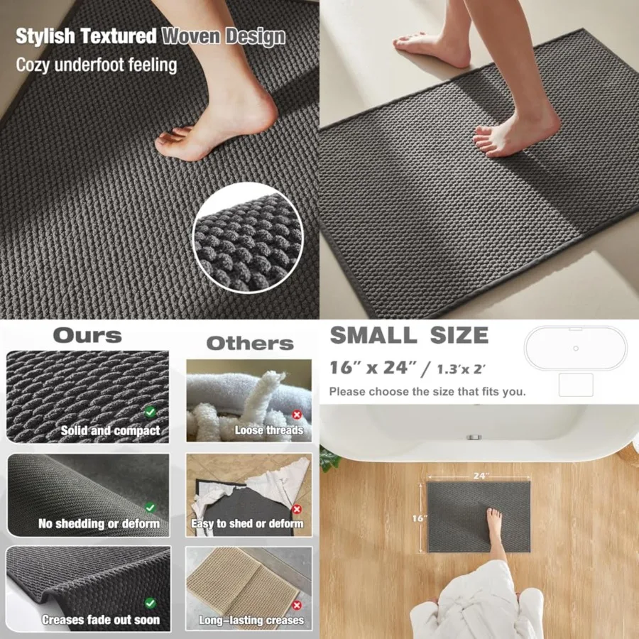 Bathroom Rugs Non Slip Washable, Super Absorbent Thin Bath Mat Small Quick Dry Low Pile Bathroom Rug, Dark Grey 16"x24"
Bathroom Rugs Non Slip Washable, Super Absorbent Thin Bath Mat Small Quick Dry Low Pile Bathroom Rug, Dark Grey 16"x24"