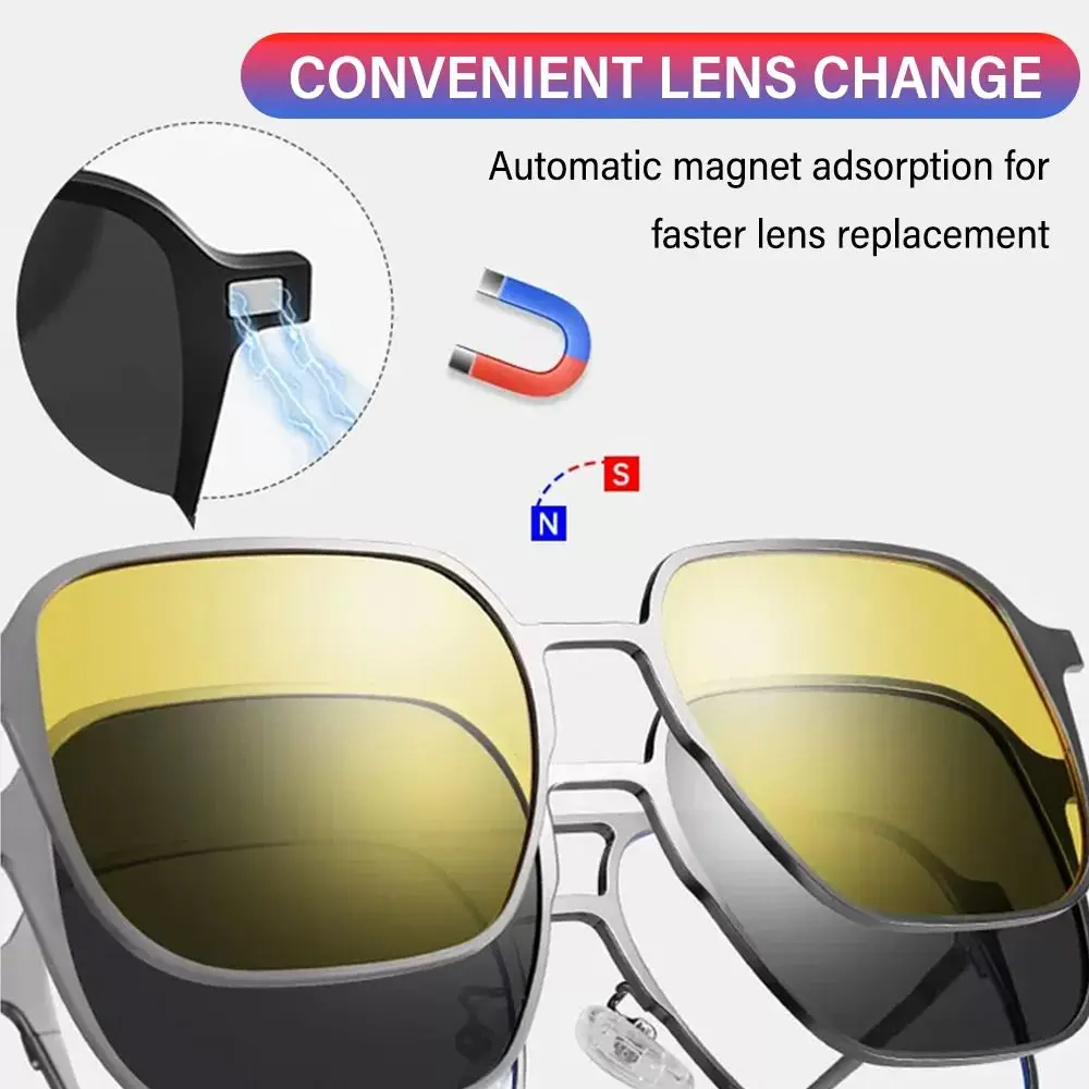 3 In 1 Glasses Metal Clips Magnetic Glasses Anti Blue Light Glasses with Magnet Clip On Polarized Night Vision Sunglasses
3 In 1 Glasses Metal Clips Magnetic Glasses Anti Blue Light Glasses with Magnet Clip On Polarized Night Vision Sunglasses