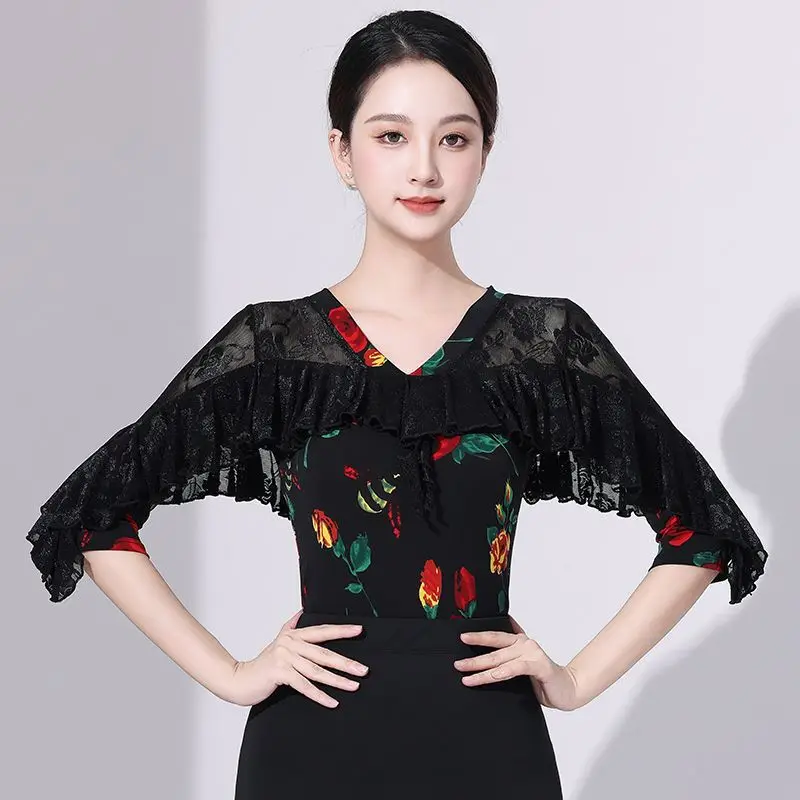 Latin Dance Costume Women's Customized Sexy Lace Slimming Top Tango Chacha Samba Practice Clothes Social Dance Training Clothing
Latin Dance Costume Women's Customized Sexy Lace Slimming Top Tango Chacha Samba Practice Clothes Social Dance Training Clothing