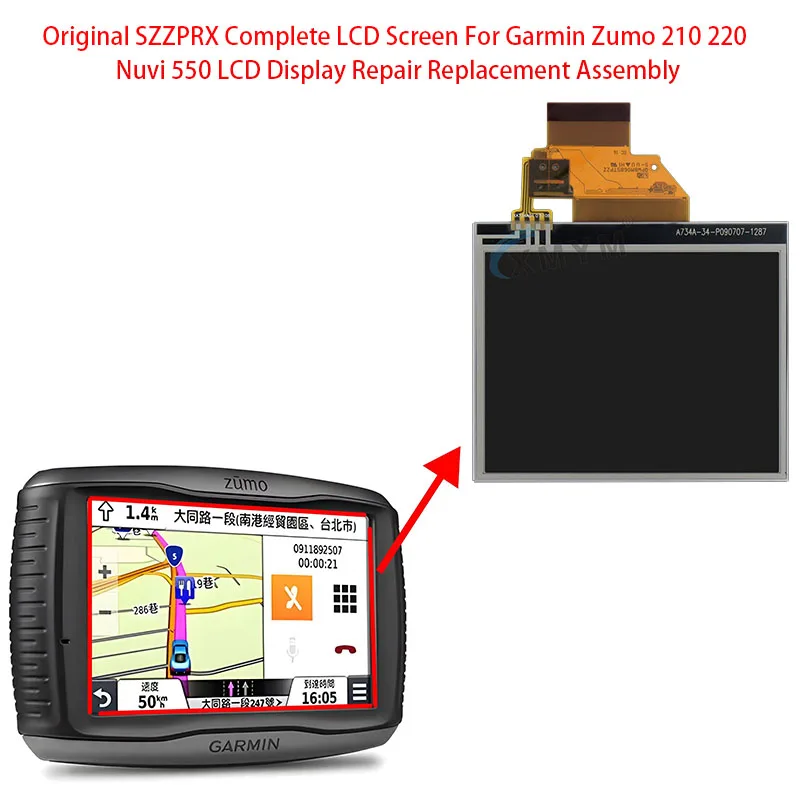 Original SZZPRX Complete LCD Screen For Garmin Zumo 210 220 Nuvi 550 LCD Display Repair Replacement Assembly
Original SZZPRX Complete LCD Screen For Garmin Zumo 210 220 Nuvi 550 LCD Display Repair Replacement Assembly