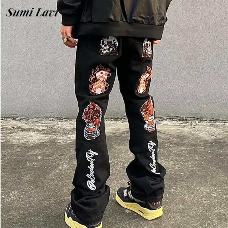 Винтажные лоскутные джинсовые брюки с вышивкой черепа для мужчин, весна-лето, тонкие эластичные джинсы в стиле хип-хоп, мужские модные джинсовые брюки
Винтажные лоскутные джинсовые брюки с вышивкой черепа для мужчин, весна-лето, тонкие эластичные джинсы в стиле хип-хоп, мужские модные джинсовые брюки
