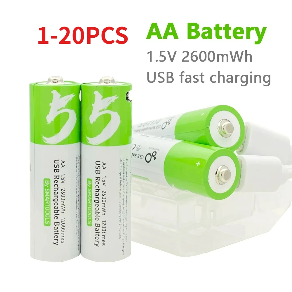 1.5V AA 2600 mWh USB rechargeable li-ion battery + Cable High capacity for remote control mouse small fan Electric toy battery
1.5V AA 2600 mWh USB rechargeable li-ion battery + Cable High capacity for remote control mouse small fan Electric toy battery