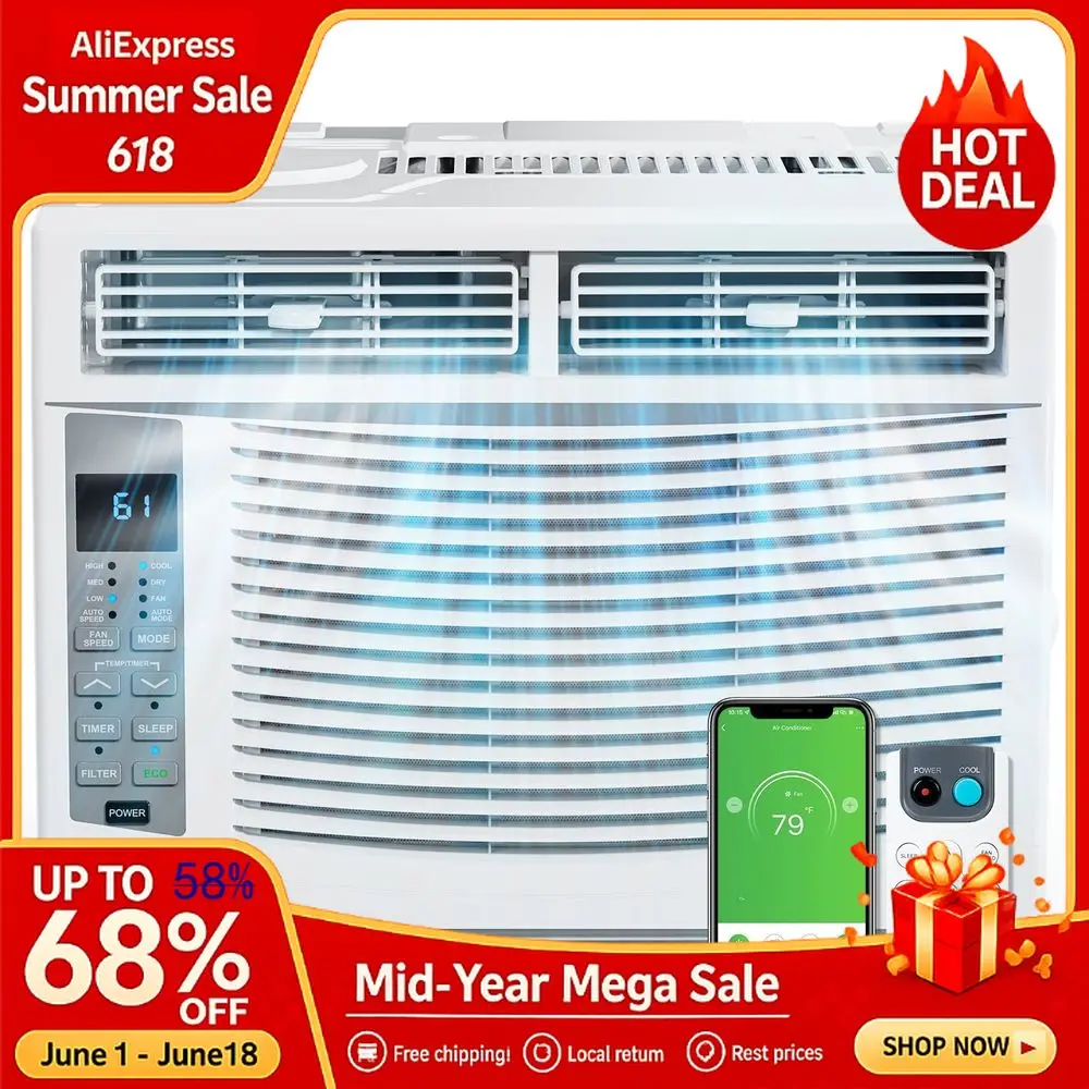 Smart 6000 BTU Window Air Conditioner with WiFi, Energy Saving Window AC Unit Remote amp App Control amp Timer Function, Custom
Smart 6000 BTU Window Air Conditioner with WiFi, Energy Saving Window AC Unit Remote amp App Control amp Timer Function, Custom