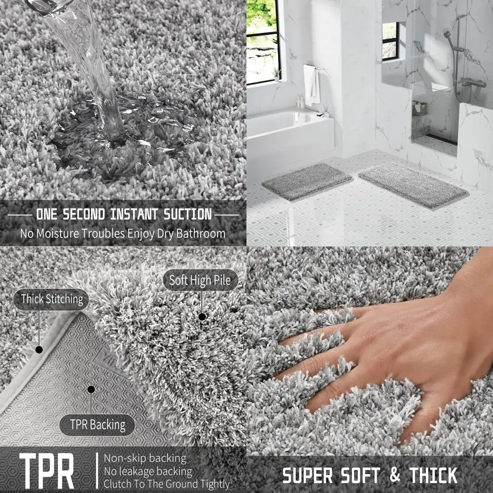 Soft, Absorbent Microfiber Bath Rugs - Non-Slip, Plush, 44x24, Light Gray & White
Soft, Absorbent Microfiber Bath Rugs - Non-Slip, Plush, 44x24, Light Gray & White