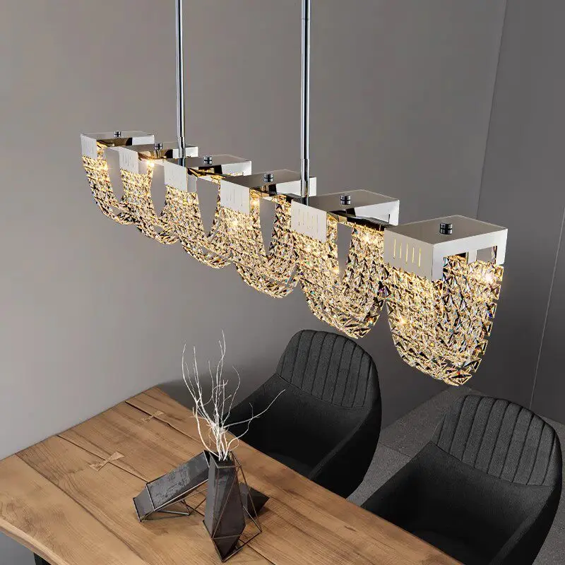 Роскошная длинная серебряная люстра с кристаллами и LED-подсветкой, потолочный подвесной светильник для виллы, гостиной, столовой, спальни, островной светильник
Роскошная длинная серебряная люстра с кристаллами и LED-подсветкой, потолочный подвесной светильник для виллы, гостиной, столовой, спальни, островной светильник
