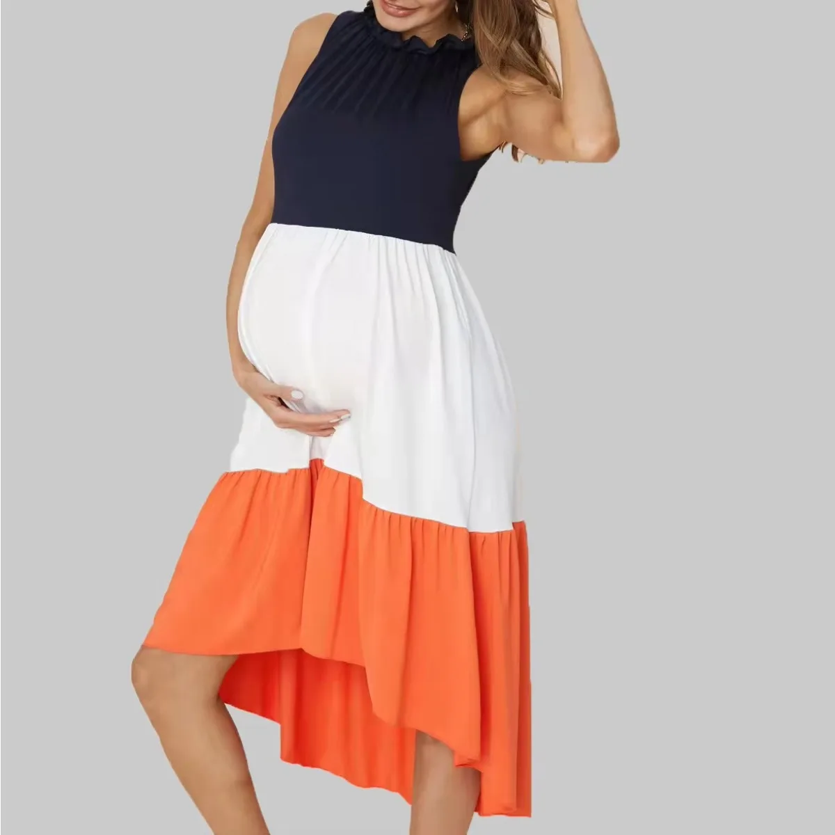 Summer Matrenity Dress New Round-neck Sleeveless Patchwork Maternity Clothes Plus-size Maternity Dresses For Pregnant Women
Summer Matrenity Dress New Round-neck Sleeveless Patchwork Maternity Clothes Plus-size Maternity Dresses For Pregnant Women