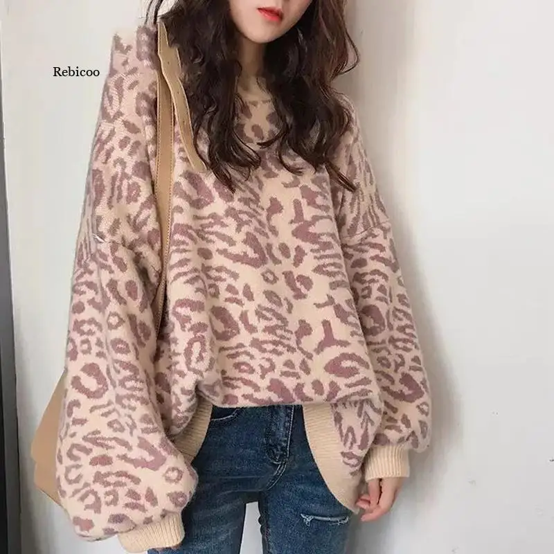 Winter Printed Pullovers Women Leopard Knitted Sweater Thick Oversized Sweater Casual Loose O Neck Knitwear Long Sleeved Jumper
Winter Printed Pullovers Women Leopard Knitted Sweater Thick Oversized Sweater Casual Loose O Neck Knitwear Long Sleeved Jumper