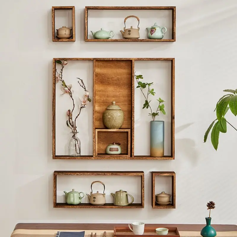 Solid wood Chinese style antique shelf wall grid storage rack storage rack hanging wall combination retro teapot rack
Solid wood Chinese style antique shelf wall grid storage rack storage rack hanging wall combination retro teapot rack