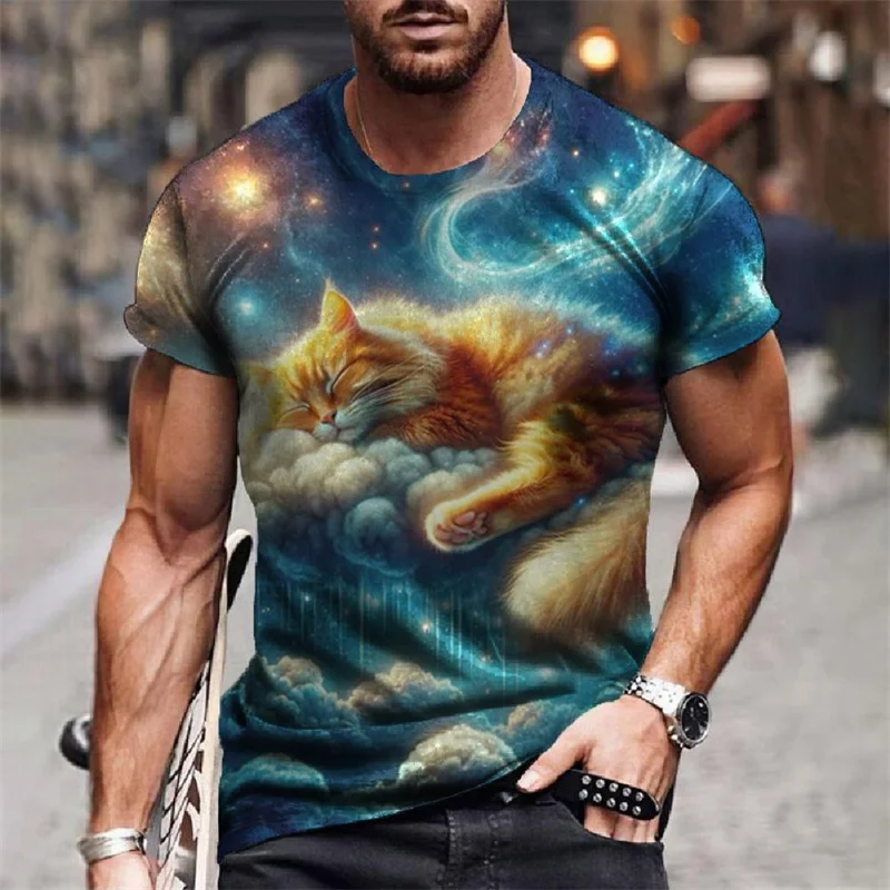 Starry Sky Cat Universe Pattern T-Shirt For Men Funny Animal 3D Printed Tees Summer Harajuku Short Sleeve T Shirts O-Neck Tops
Starry Sky Cat Universe Pattern T-Shirt For Men Funny Animal 3D Printed Tees Summer Harajuku Short Sleeve T Shirts O-Neck Tops