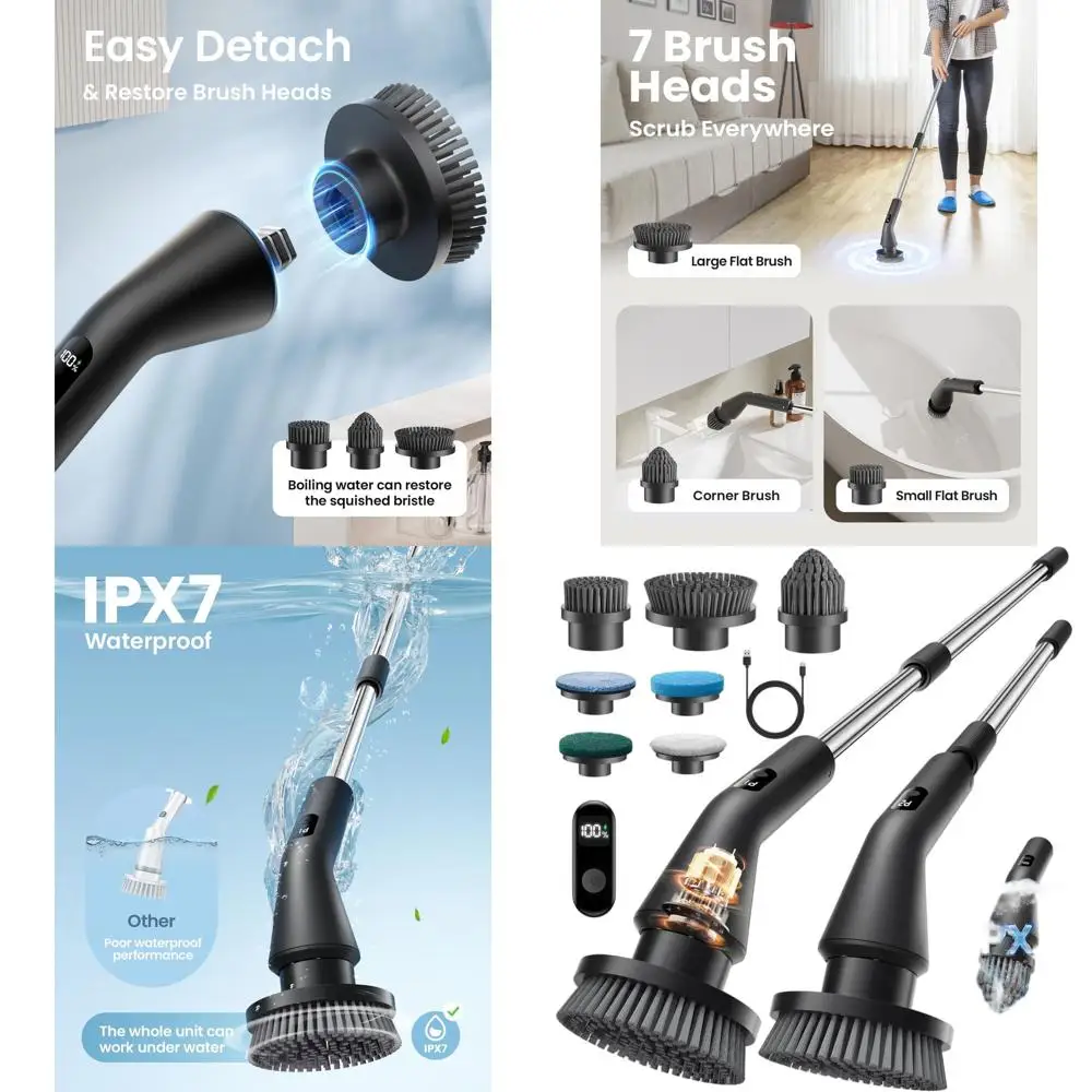 Cordless 2026 Enhanced Electric Scrubber with 7 Heads, Waterproof IPX7, Extendable Handle for Deep Bathroom Cleaning
Cordless 2026 Enhanced Electric Scrubber with 7 Heads, Waterproof IPX7, Extendable Handle for Deep Bathroom Cleaning