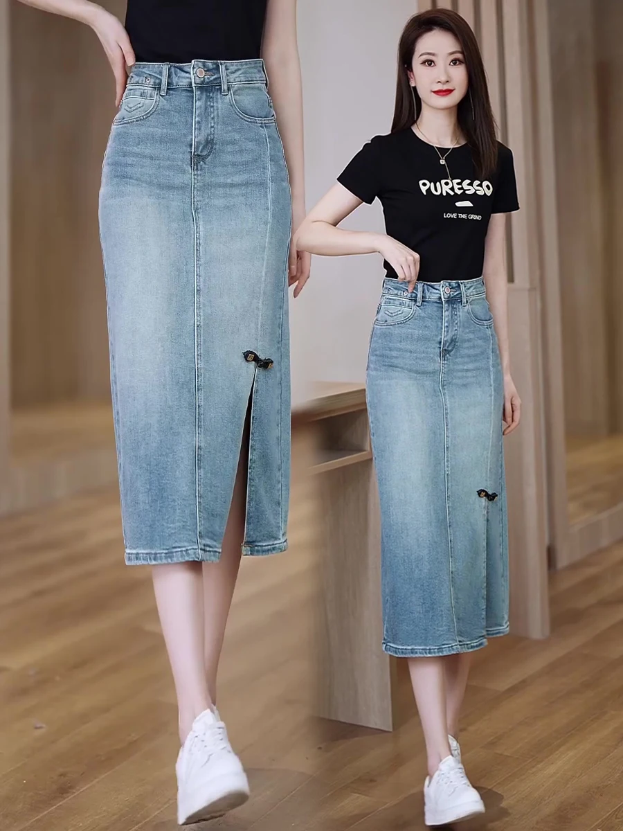 Новая женская летняя джинсовая юбка миди с высокой талией, свободного прямого кроя, тонкая, светлого цвета, из смесового хлопка, А-силуэт
Новая женская летняя джинсовая юбка миди с высокой талией, свободного прямого кроя, тонкая, светлого цвета, из смесового хлопка, А-силуэт