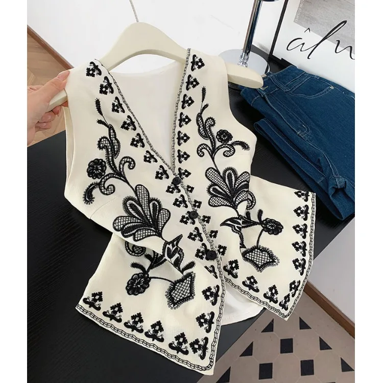 Новинка лета: топ из полиэфирного волокна в стиле ретро, с цветочной вышивкой, свободного кроя, 100% полиэстер
Новинка лета: топ из полиэфирного волокна в стиле ретро, с цветочной вышивкой, свободного кроя, 100% полиэстер